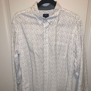J Crew White/Blue Long Sleeve Button Down